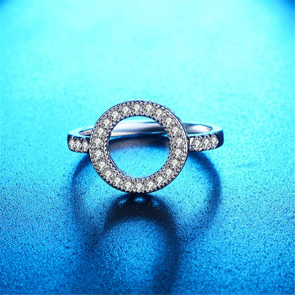 Cubic Zirconia & Silvertone Open Round Ring-4
