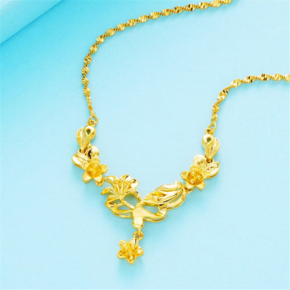 Goldtone Flower Statement Necklace
