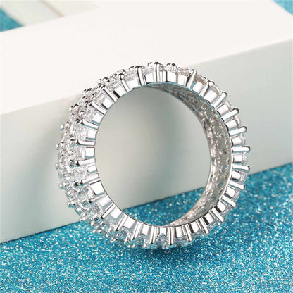 Crystal & Cubic Zirconia Silvertone Marquise Layer Ring-4