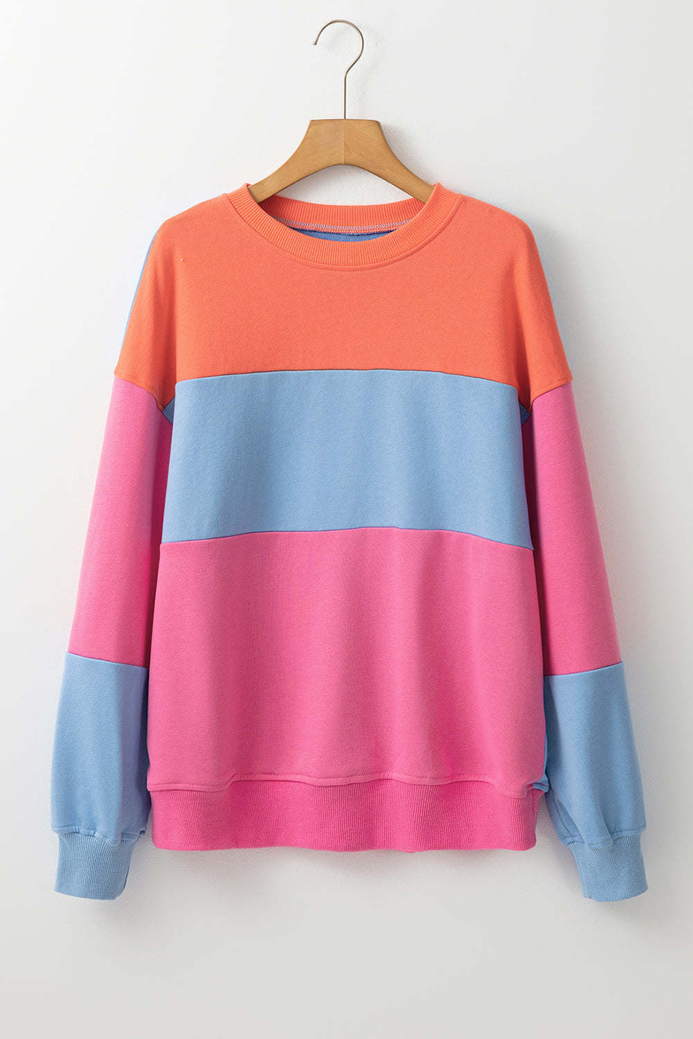 Isabella Patchwork Drop Shoulder Sweatshirt - Bright Pink / L - 12/14