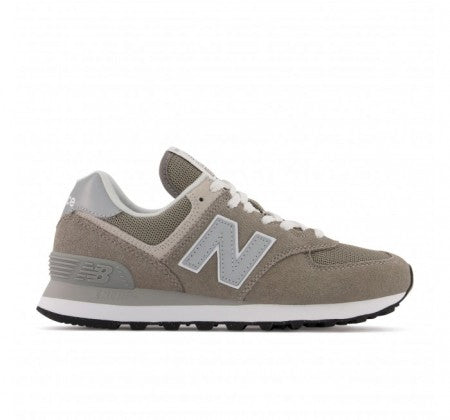 New Balance 574 Core Womens Sneakers — Grey/White Suede Low-Top