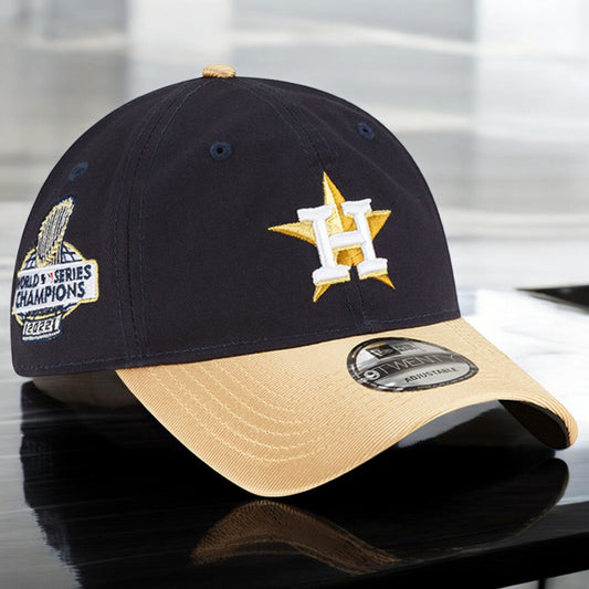 Men's New Era MLB Houston Astros 920 Gold 2023 Strapback - Navy/Gold