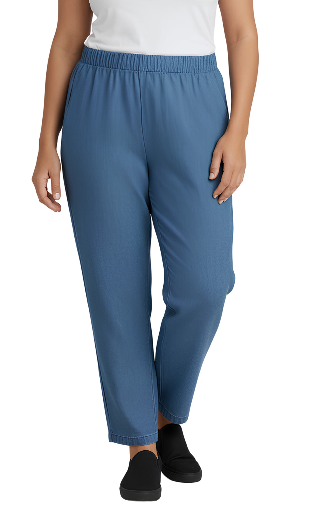 Women's Elastic Waist Pull On Jeans in Denim & Twill - Soft & Lightweight with a bit Stretch