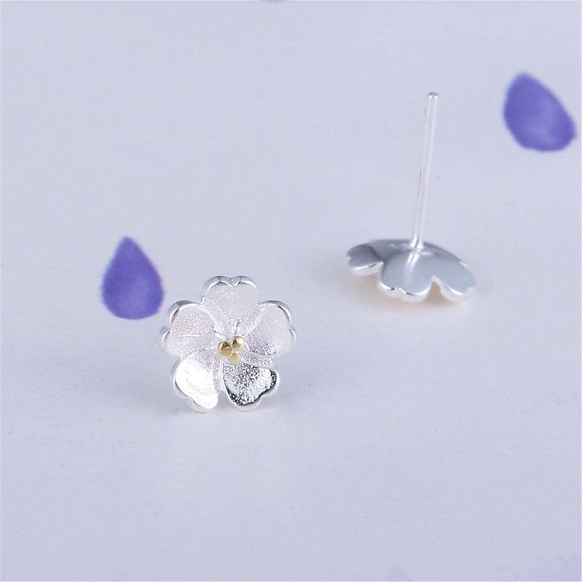 Two-tone Sakura Floral Stud Earrings