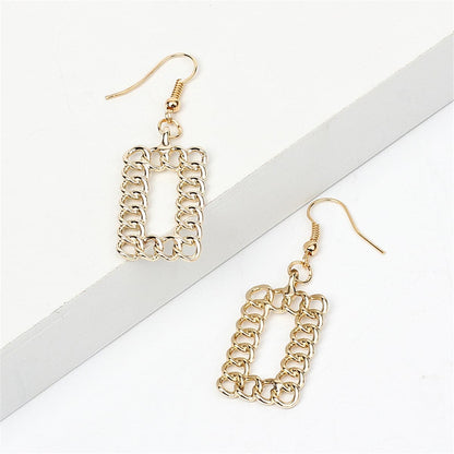 Goldtone Open Figaro Rectangle Drop Earrings