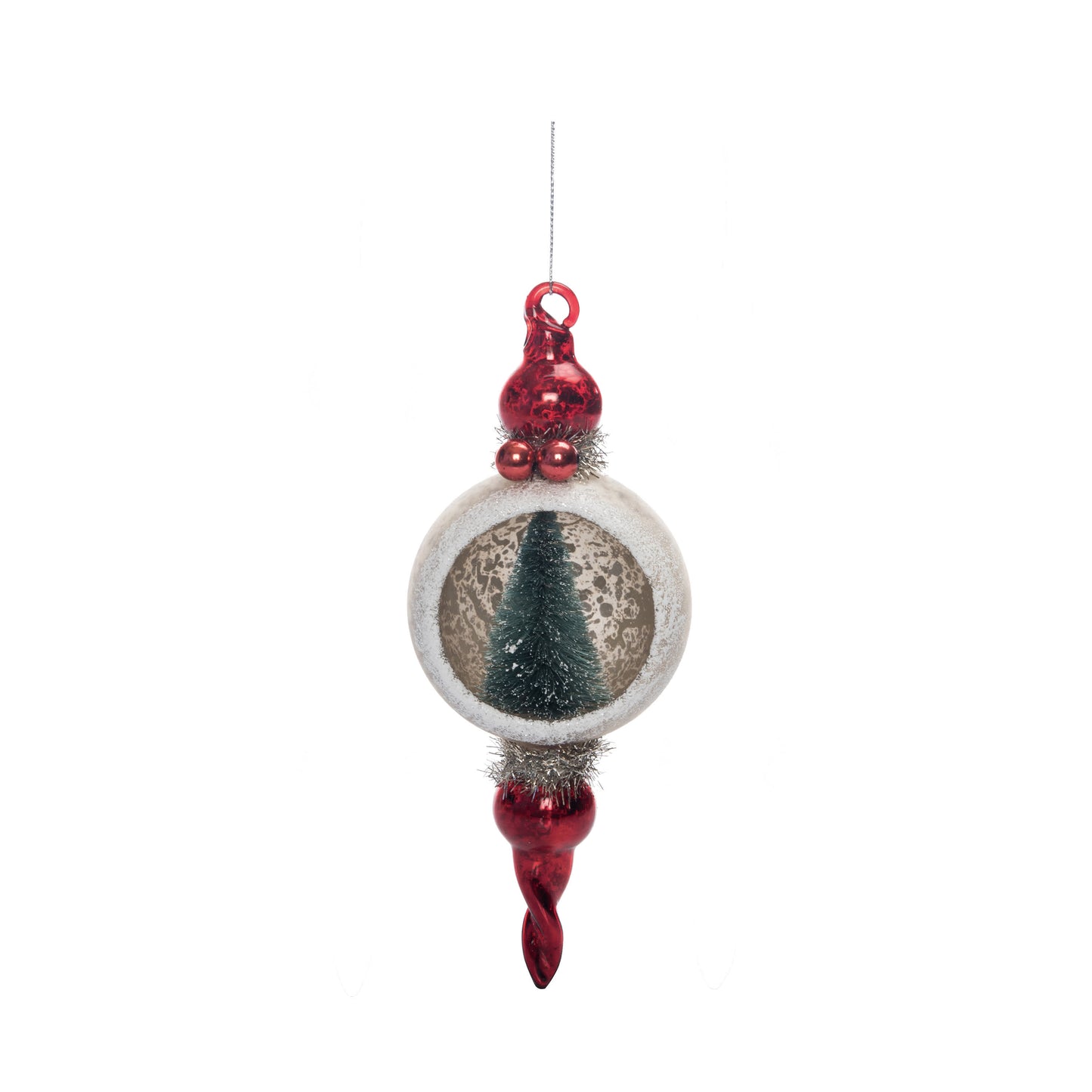 8.75 in Holiday Sisal Tree in Globe Ornament Glass Christmas Tree Decoration