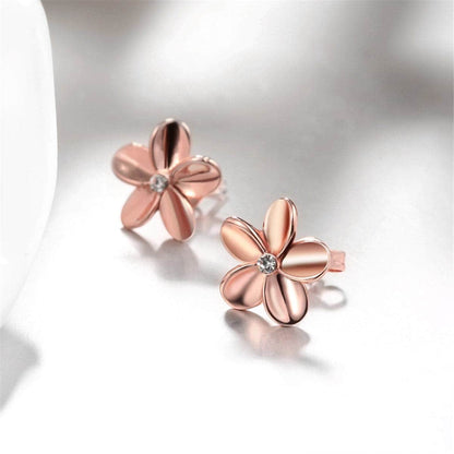 Cubic Zirconia & Rose Goldtone Floral Stud Earrings