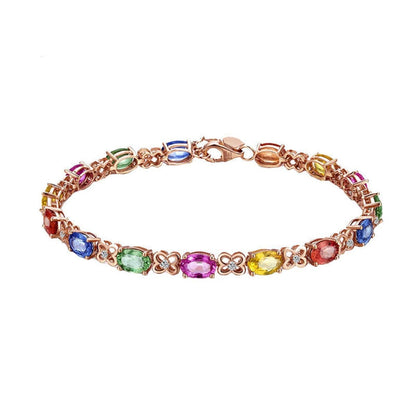 Cubic Zirconia & Crystal Flower Station Bracelet