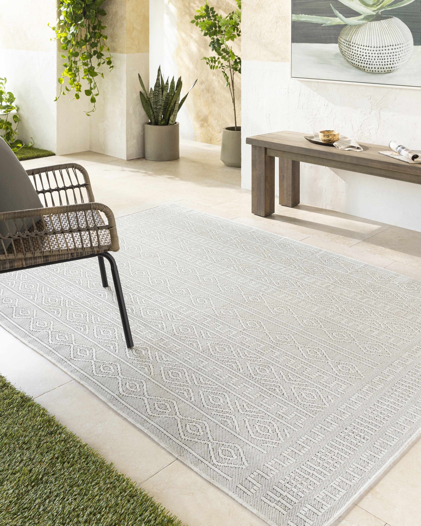 Nuela Light Gray Outdoor Area Rug