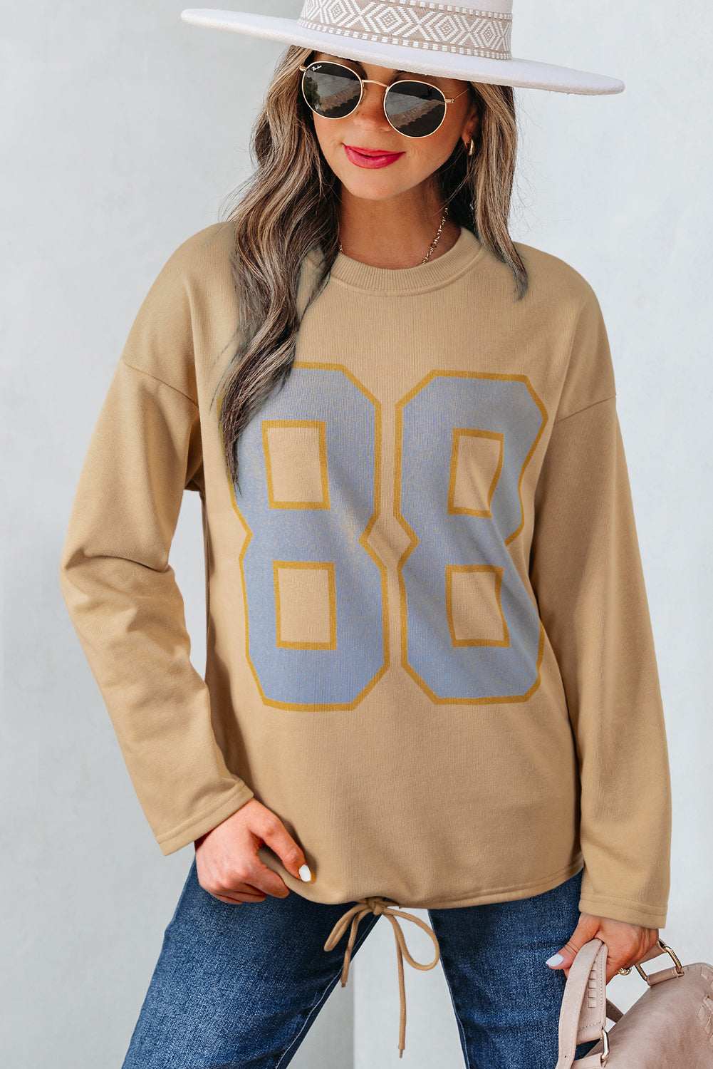 Macy Drawstring Hemline Oversize Long Sleeve Top