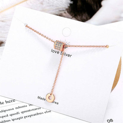 Cubic Zirconia & Rose Goldtone Coin Pendant Necklace