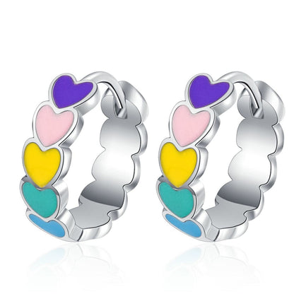 Pink & Green Heart Huggie Earrings