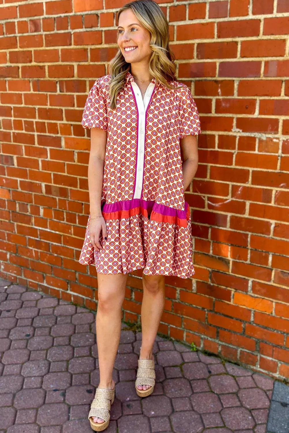 Stella B. Clothing Tatum Geometric Ruffle Spring Dress