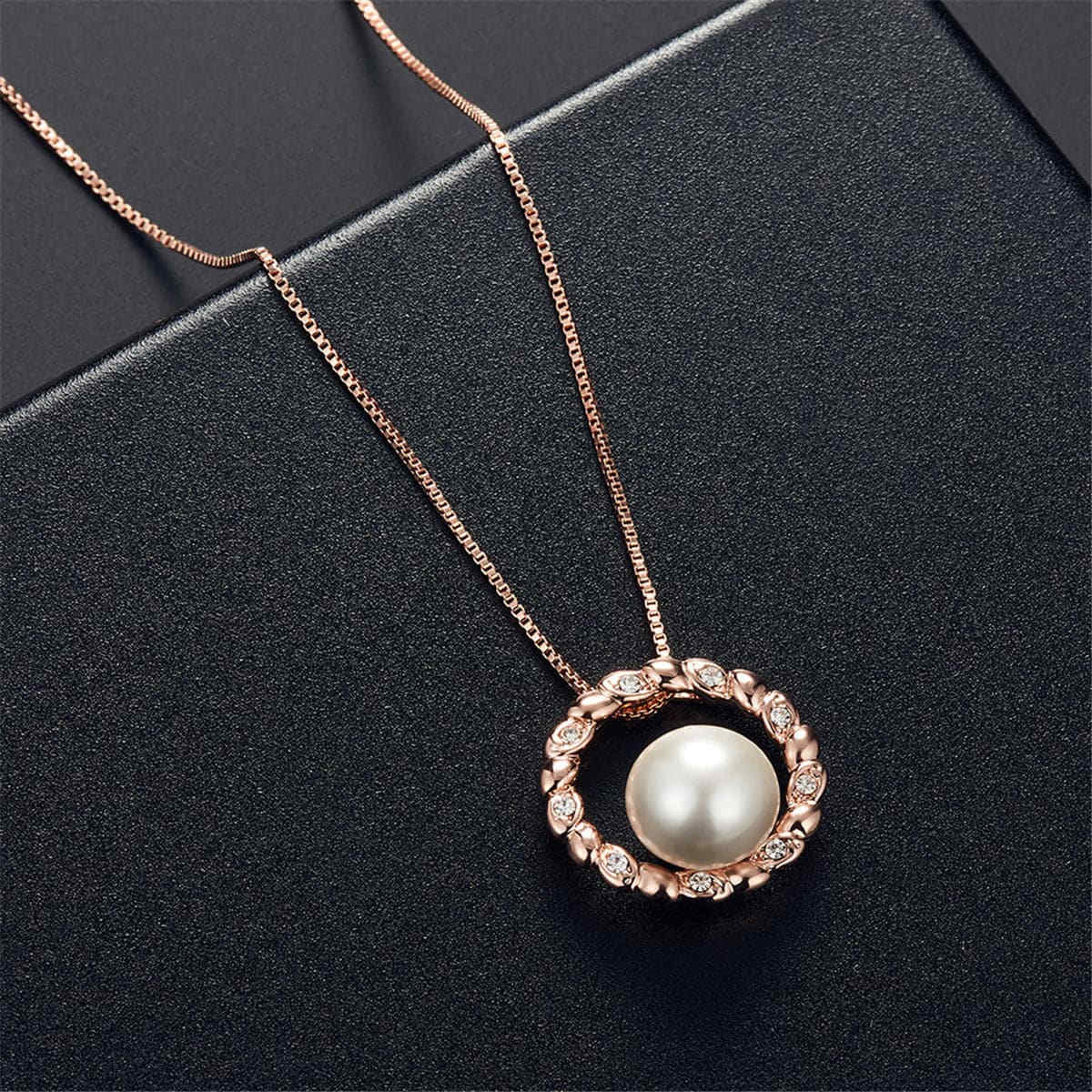 Cubic Zirconia & Pearl Pendant Necklace & Drop Earrings