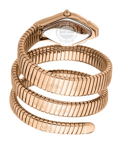 Just CAVALLI Womens's Snake Watch, Rose Gold Color Case, Light Pink Dial, Rose Gold, Stainless Steel Bracelet Jc1l307m0045