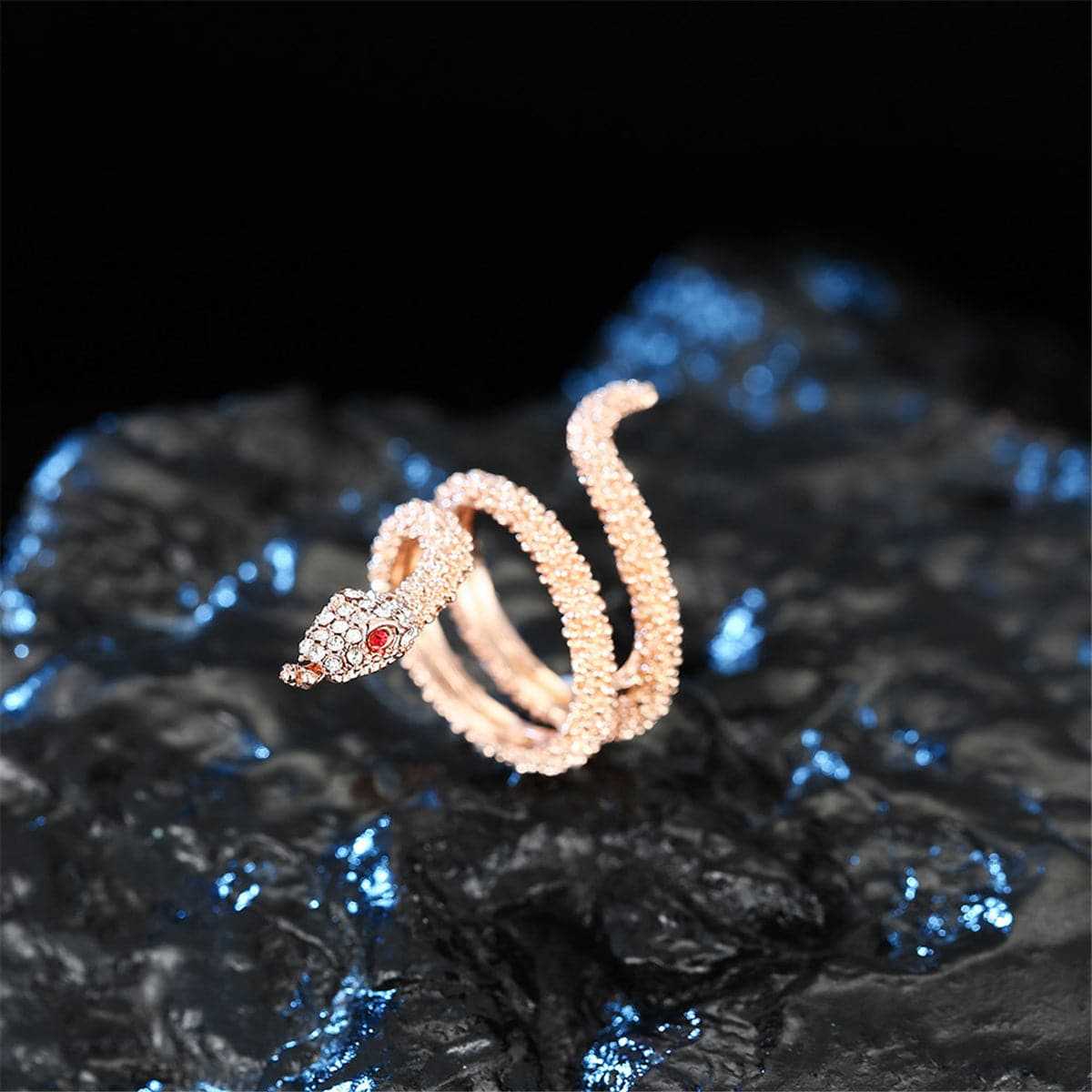Cubic Zirconia & Rose Goldtone Snake Stackable Ring