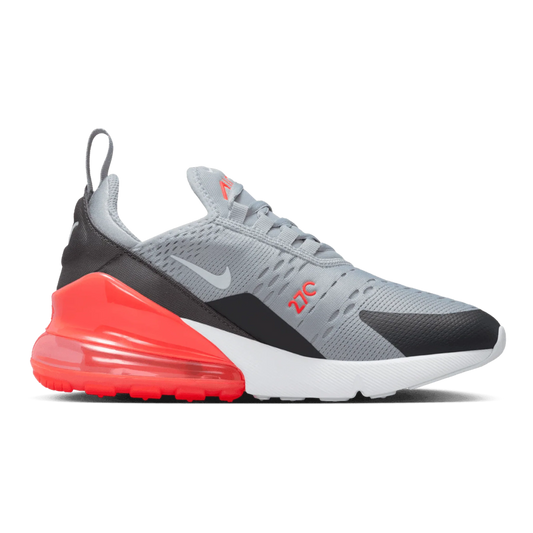 Nike Air Max 270 Big Kids' (GS) Sneakers — Grey/Bright Crimson Mesh Low-Top