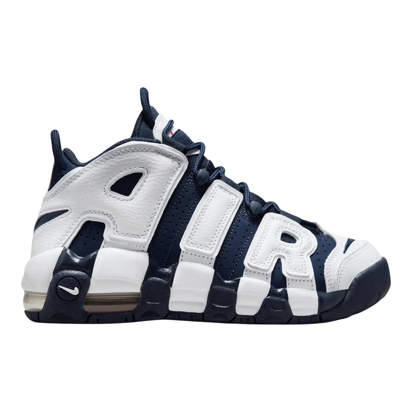 Nike Air More Uptempo '96 Big Kids' (GS) Sneakers — White & Midnight Navy Mid-Top