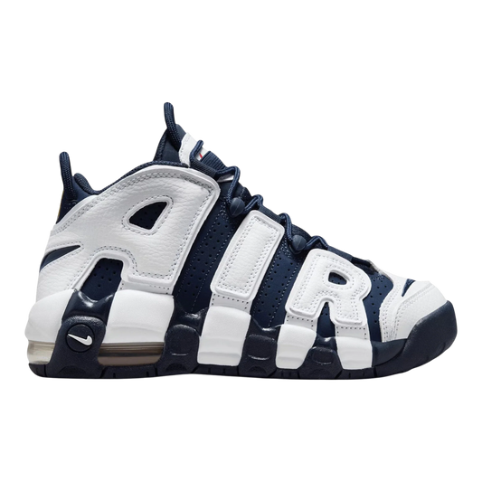 Nike Air More Uptempo '96 Big Kids' (GS) Sneakers — White & Midnight Navy Mid-Top