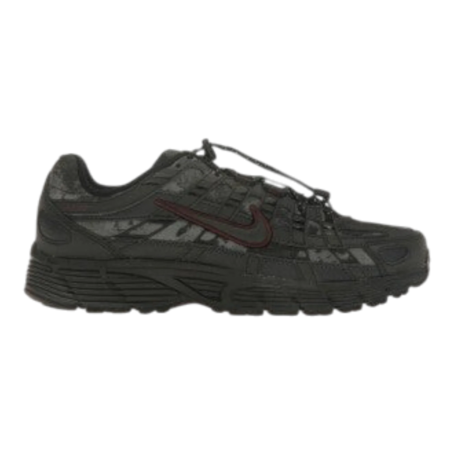 Nike P-6000 Women's Sneakers — Black & Burgundy Mesh Low-Top