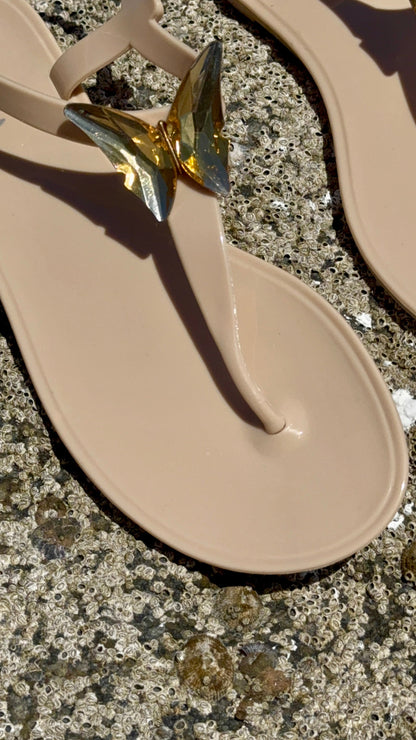 ALIANA Black Gel Beach Sandals