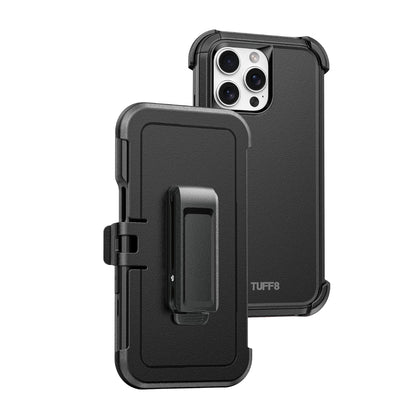 Lbt Tuff8 Impact+ 14 Foot Military Drop-Tested Protective Triple-Layer Case with Holster Compatible with Iphone 16 Pro Max Black