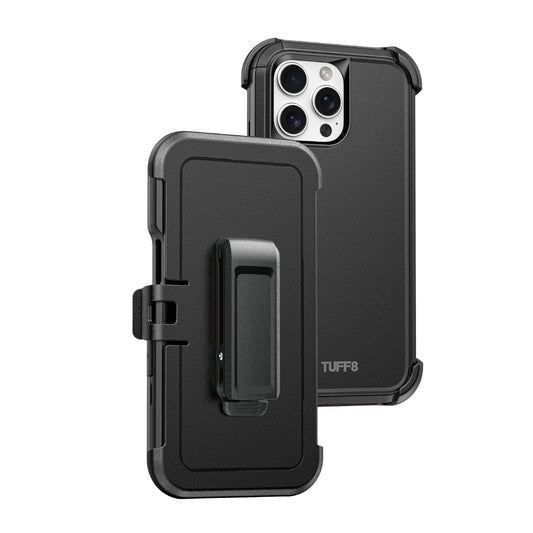 Lbt Tuff8 Impact+ 14 Foot Military Drop-Tested Protective Triple-Layer Case with Holster Compatible with Iphone 16 Pro Max Black