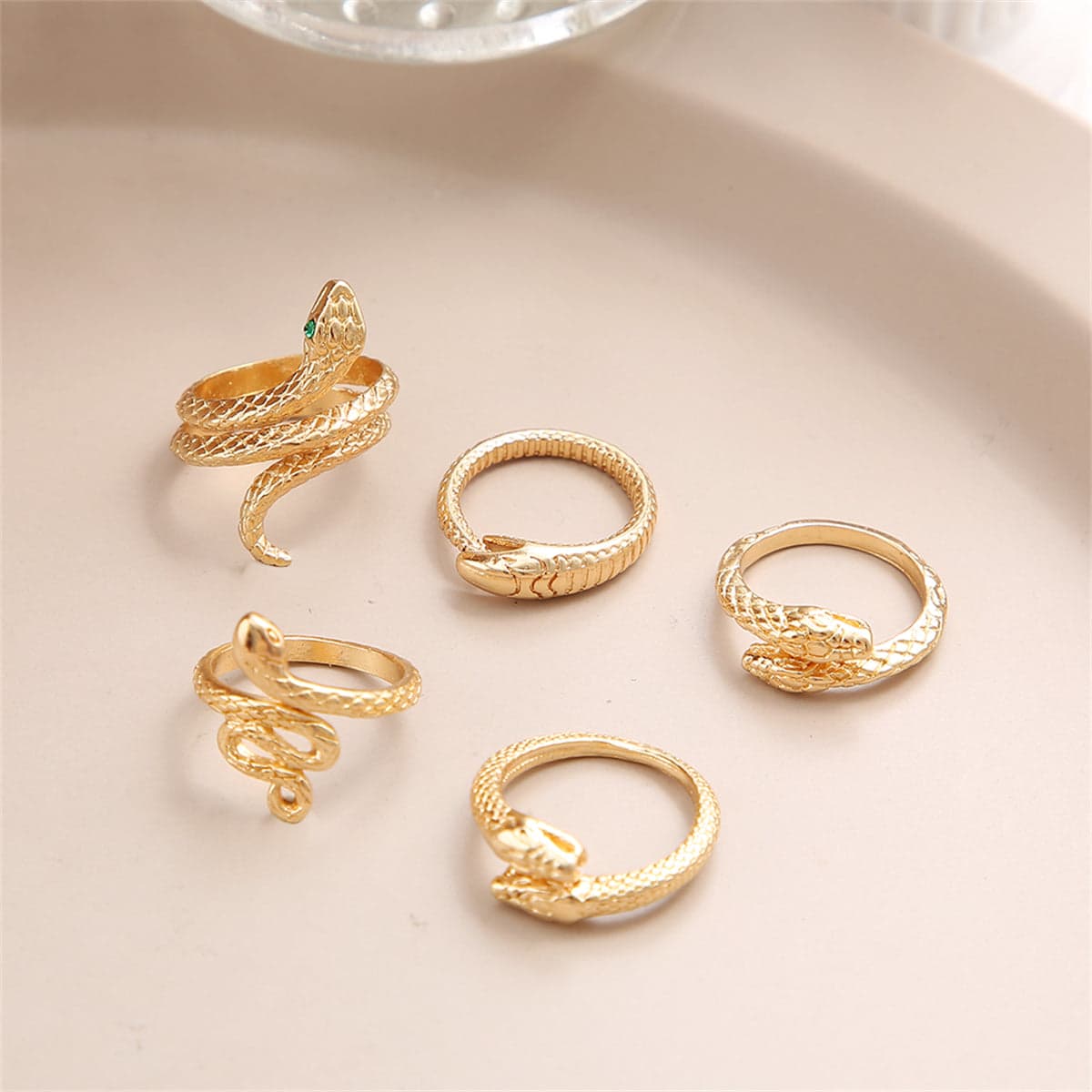 Goldtone Snake Ring Set