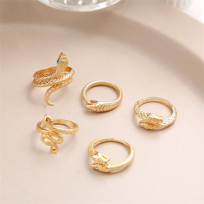 Goldtone Snake Ring Set