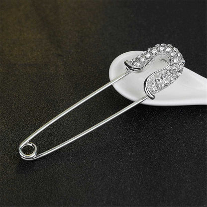 Cubic Zirconia & Silvertone Pin Brooch