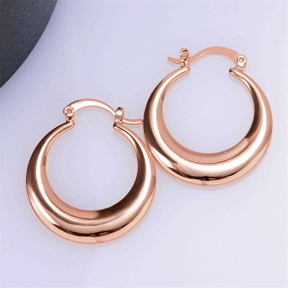 Rose Goldtone Smooth Hoop Earrings