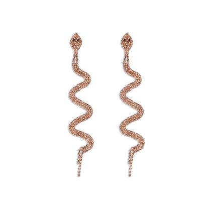 Cubic Zirconia & Rose Goldtone Snake Drop Earrings
