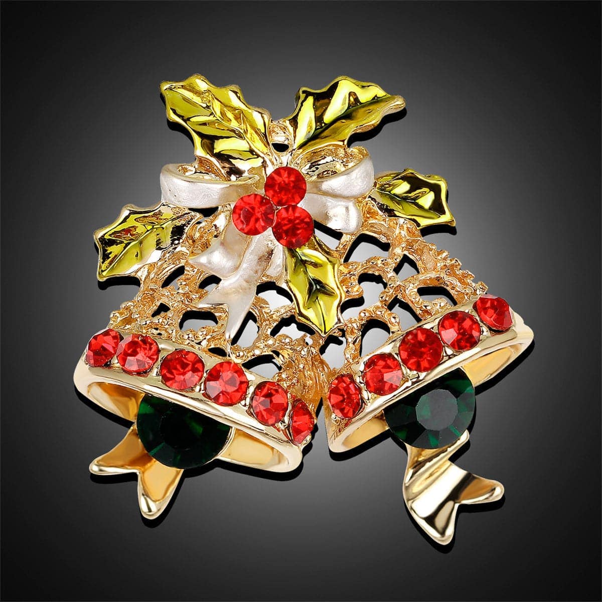 Cubic Zirconia & Goldtone Botany Bell Brooch-1