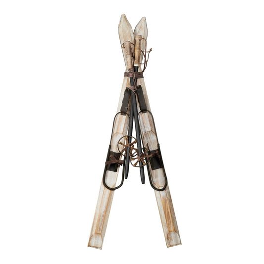 Melrose International Decorative Pair of Skis and Poles 36"H