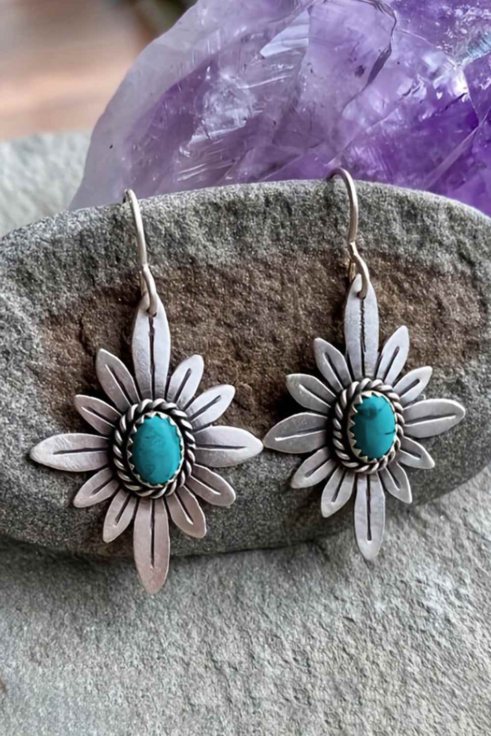 Kahlani Flower Shape Hook Earrings - Silvery / ONE