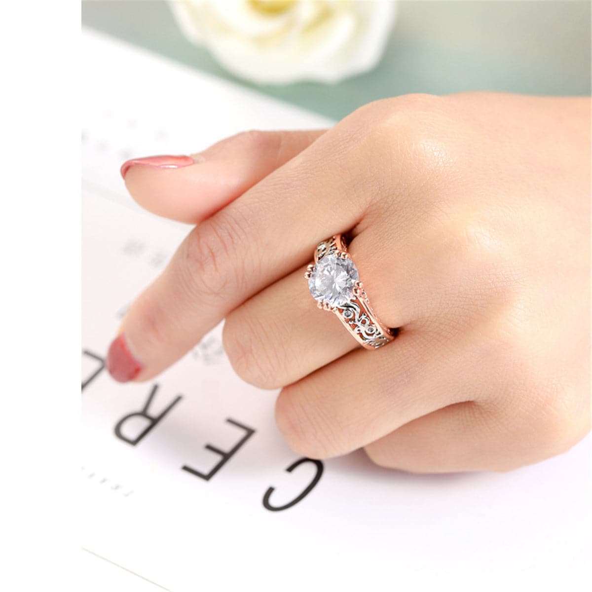 Crystal & Two-Tone Cocktail Ring-1