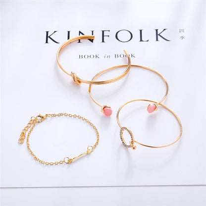 Cubic Zirconia & Goldtone Arrow Bracelet Set
