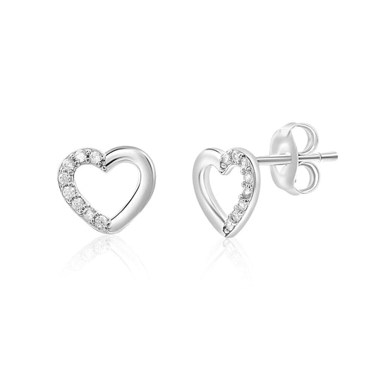 Solid 925 Sterling Silver Heart Studs