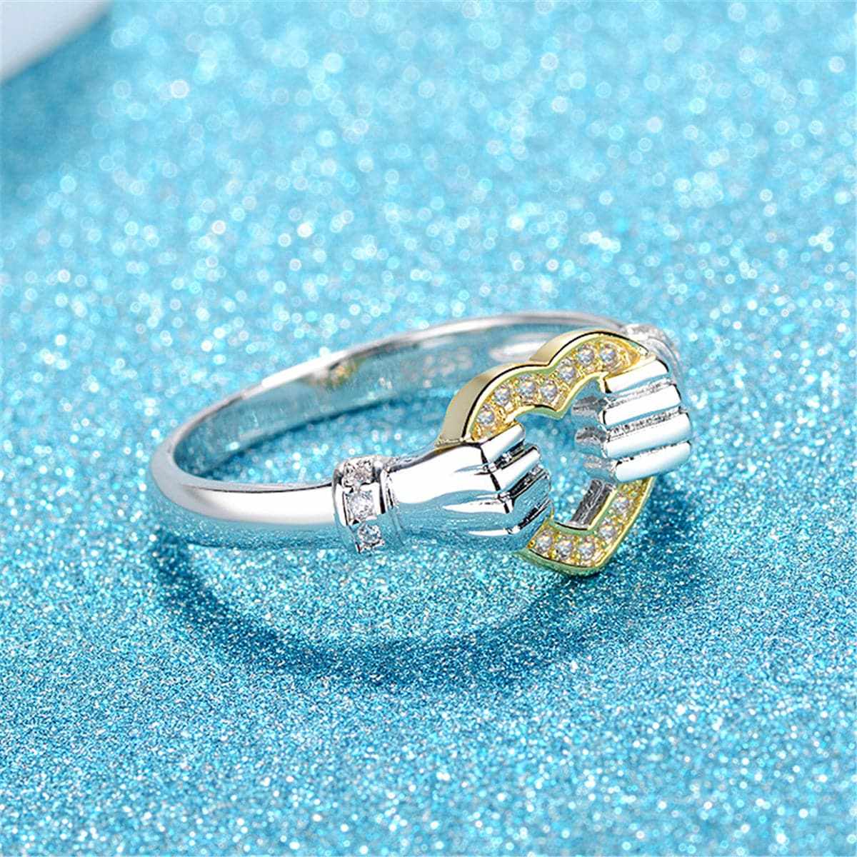 Cubic Zirconia & Two-Tone Heart Band Ring