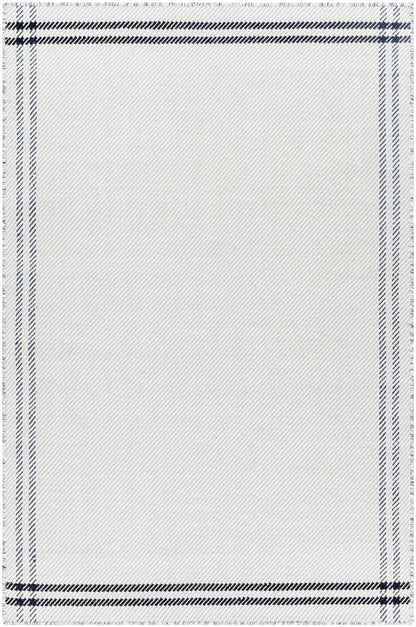 Nimue Cream & Blue Bordered Area Rug
