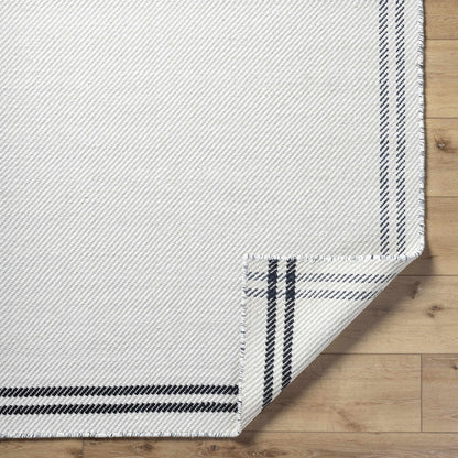 Nimue Cream & Blue Bordered Area Rug