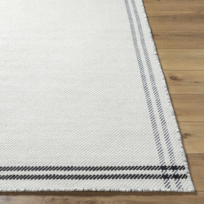 Nimue Cream & Blue Bordered Area Rug