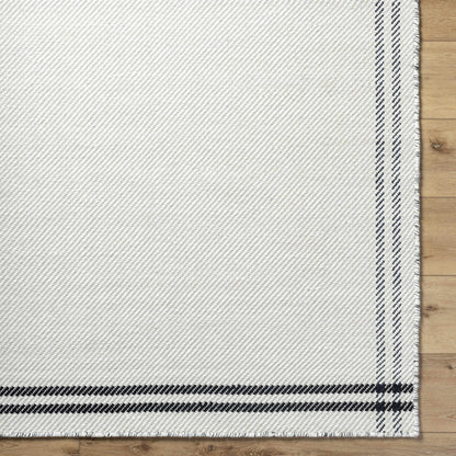 Nimue Cream & Blue Bordered Area Rug