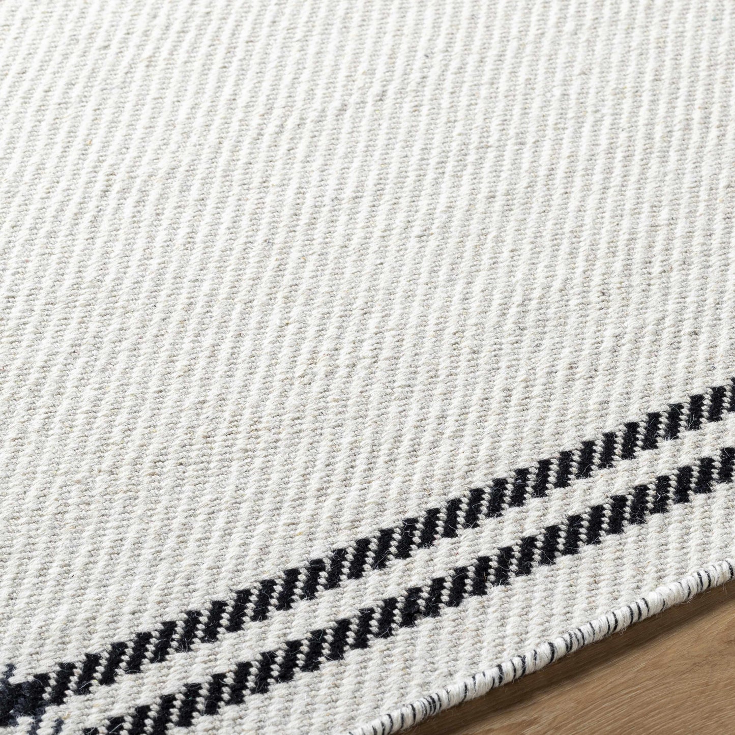 Nimue Cream & Blue Bordered Area Rug