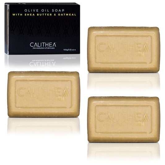 Calithea Skincare All Natural Olive Oil Soap with Shea Butter & Oatmeal | 3-Pack