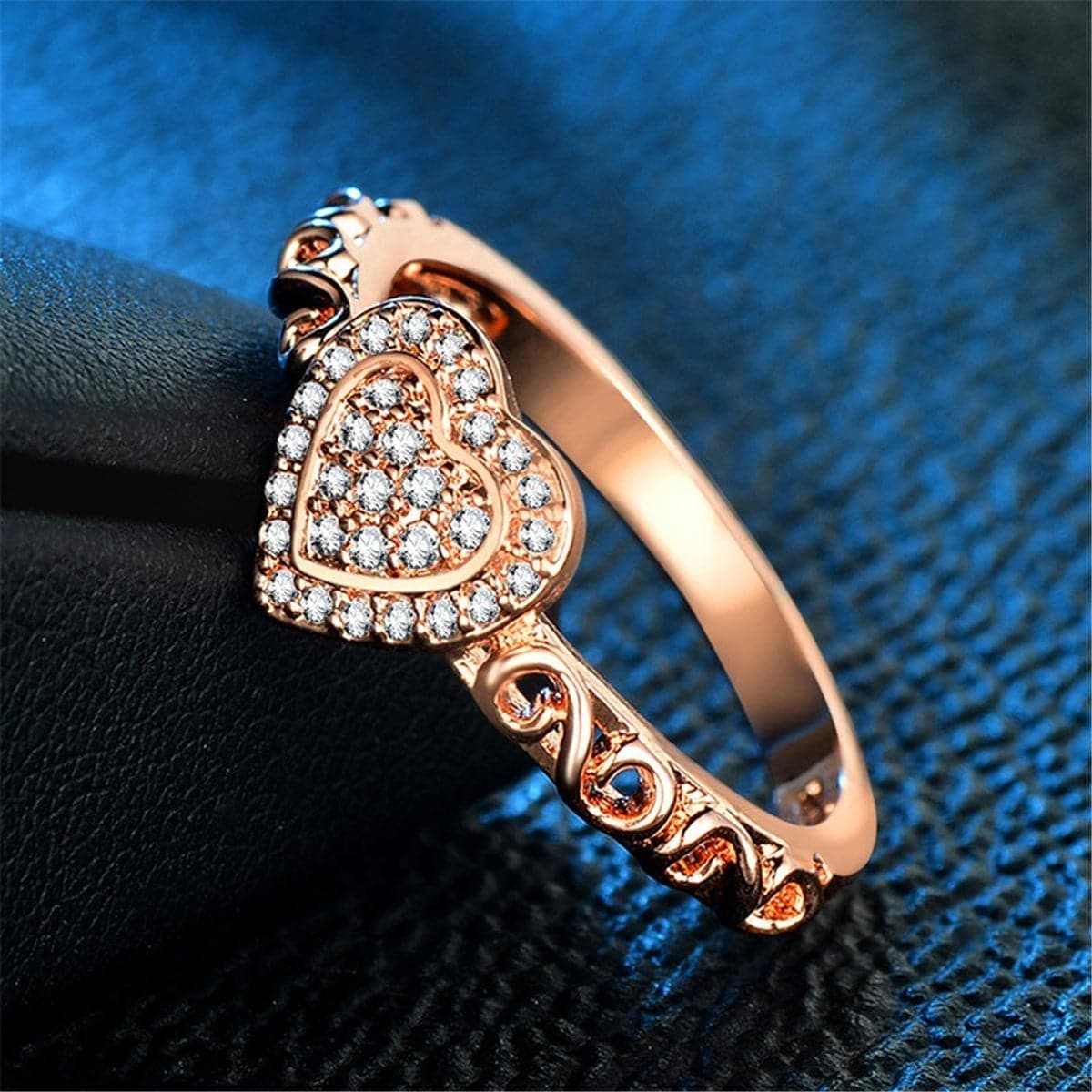 Cubic Zirconia & Rose Goldtone Heart Ring