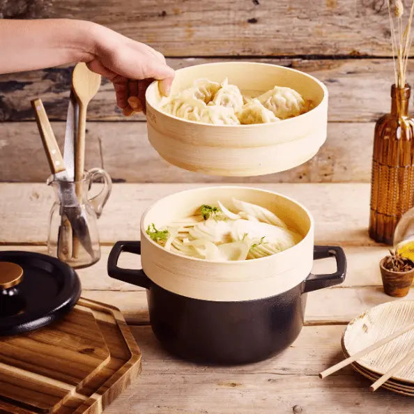 Nori Cast Iron Cocotte with Steamer Inserts - Alva Cookware