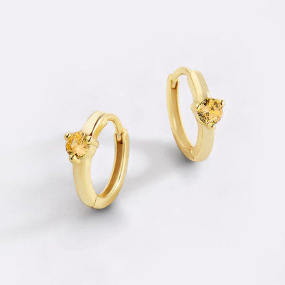 Mint & Lily Solitaire Birthstone Huggie Hoop Earrings