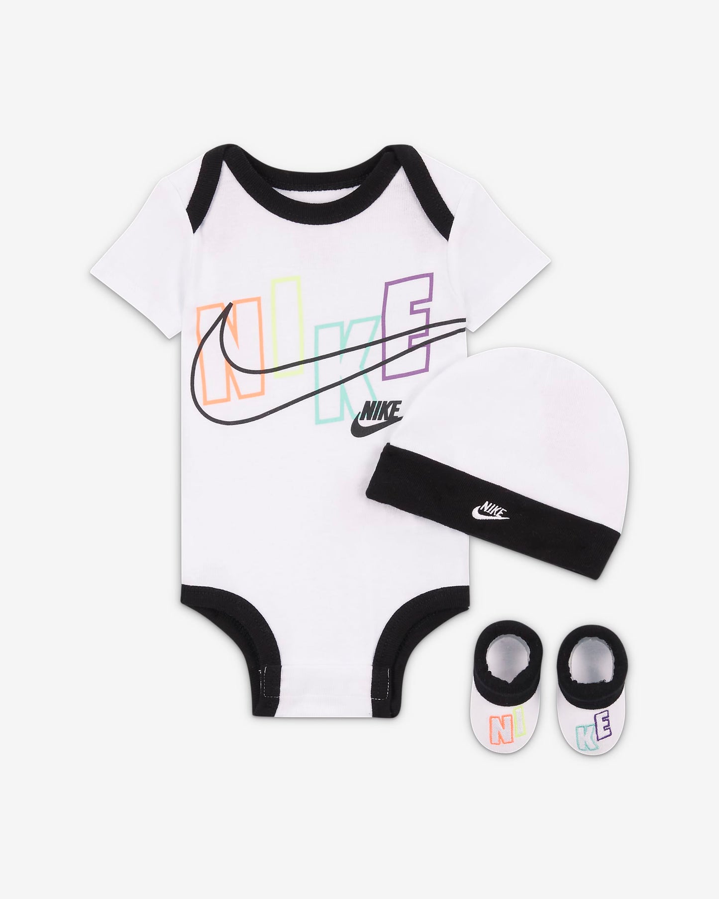 Nike Baby Bodysuit, Hat And Booties 3-Pc Box Set Hats