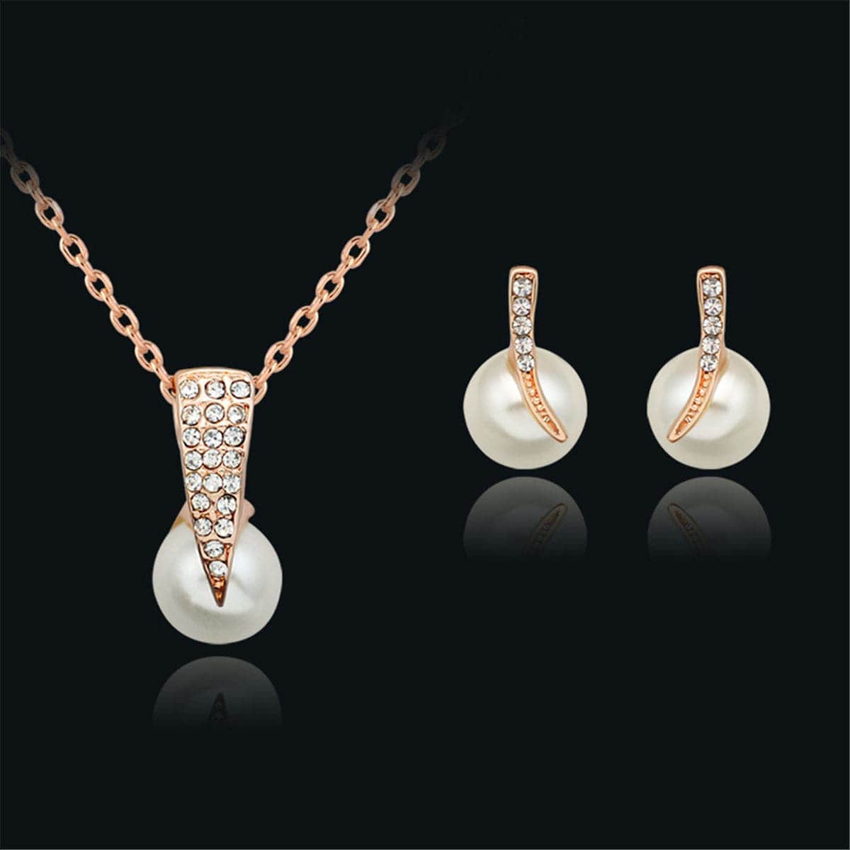 Pearl & Cubic Zirconia Goldtone Flush-Set Pendant Necklace Set